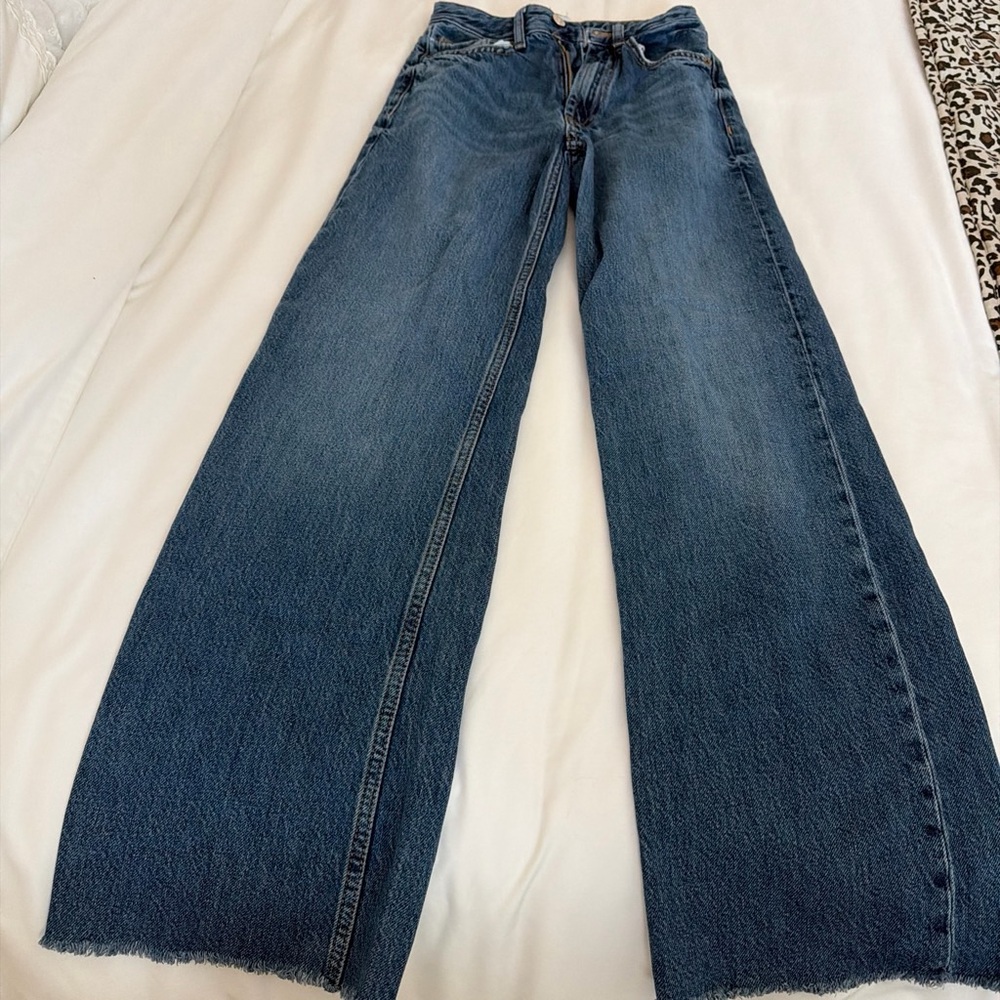 Zara Dark Blue Wide Leg Jeans